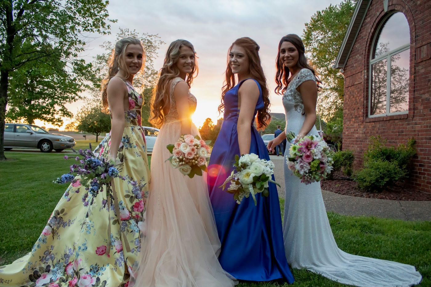 Model wearing a prom dress