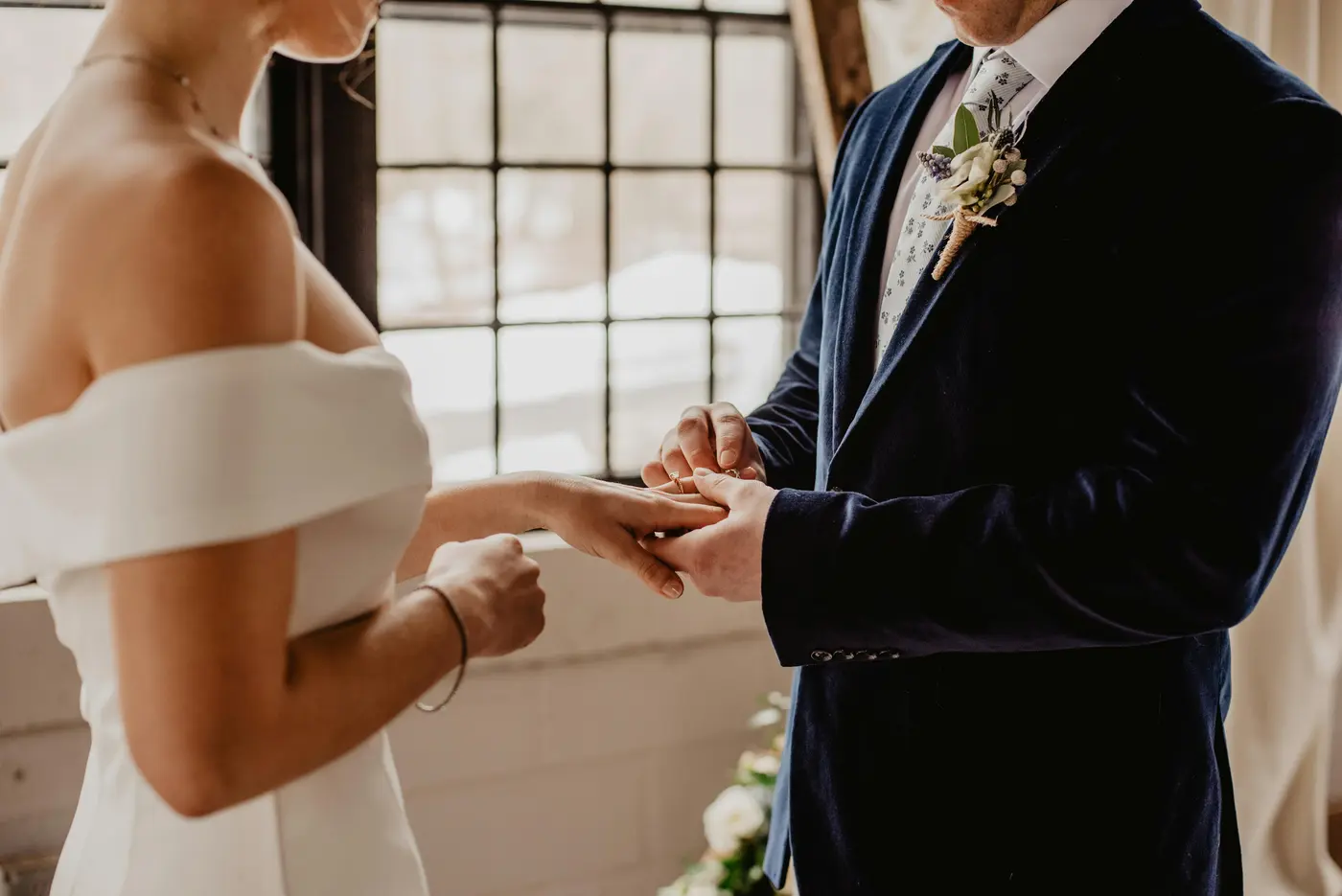 Bride and groom during their wedding ceremony